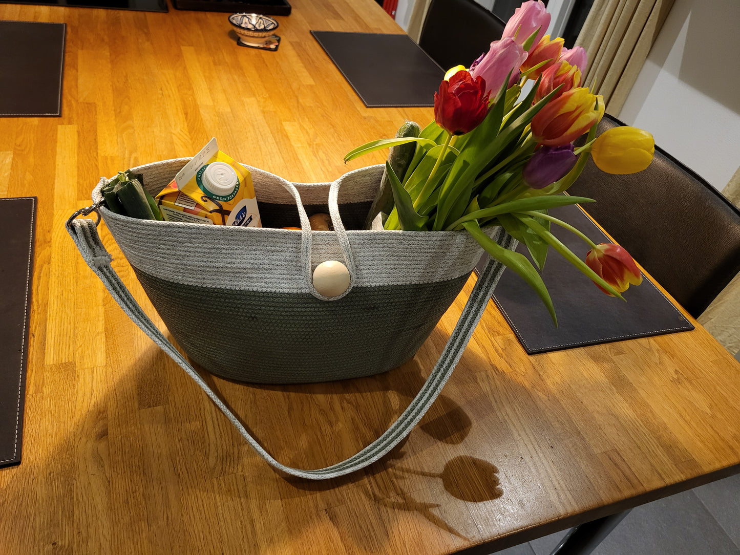 Shoppingbag - Olivgrön och salt & peppar