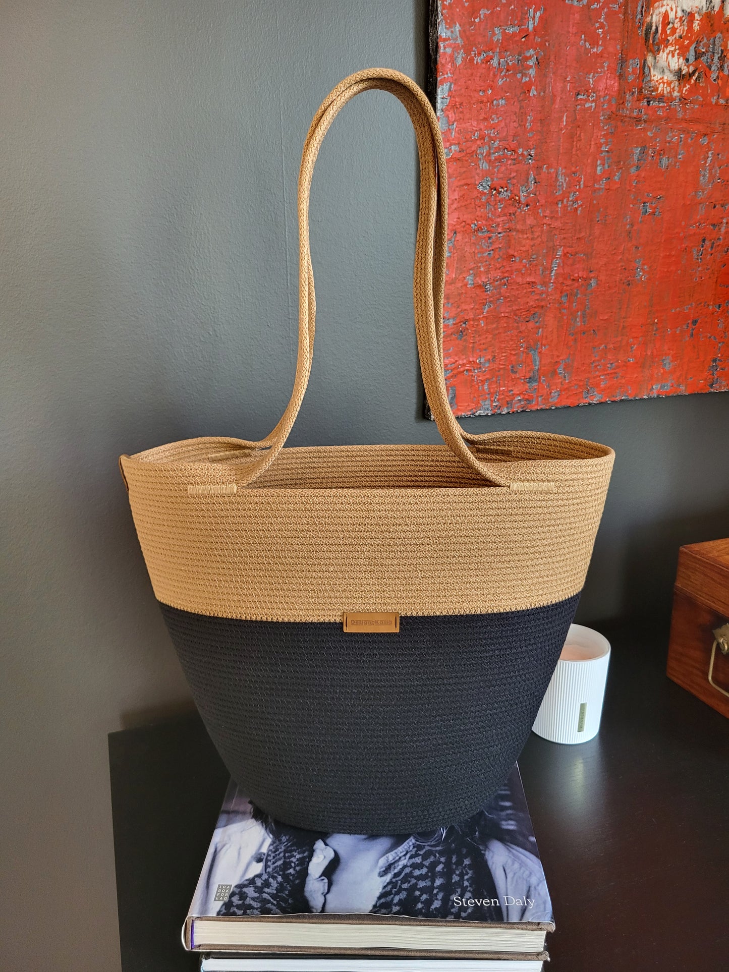 City Bag. Svart och karamell.