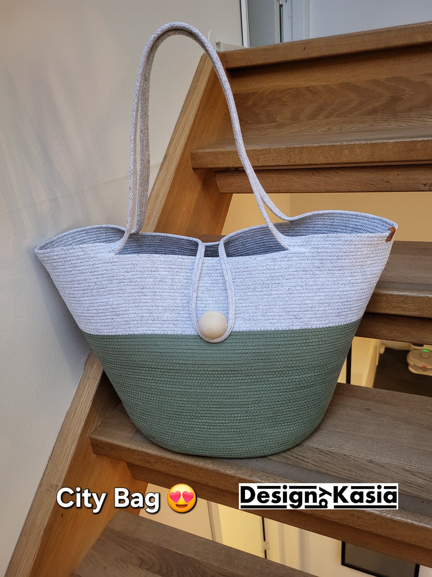 City Bag - Olivgrön och salt & peppar