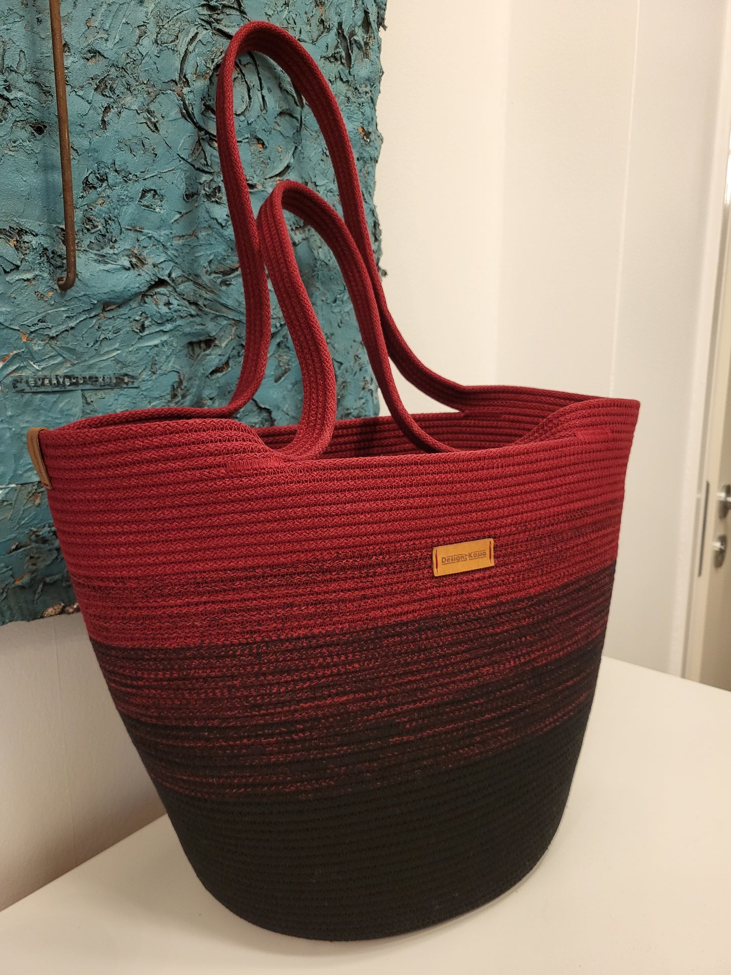 City Bag ombre. Svart och vinröd.