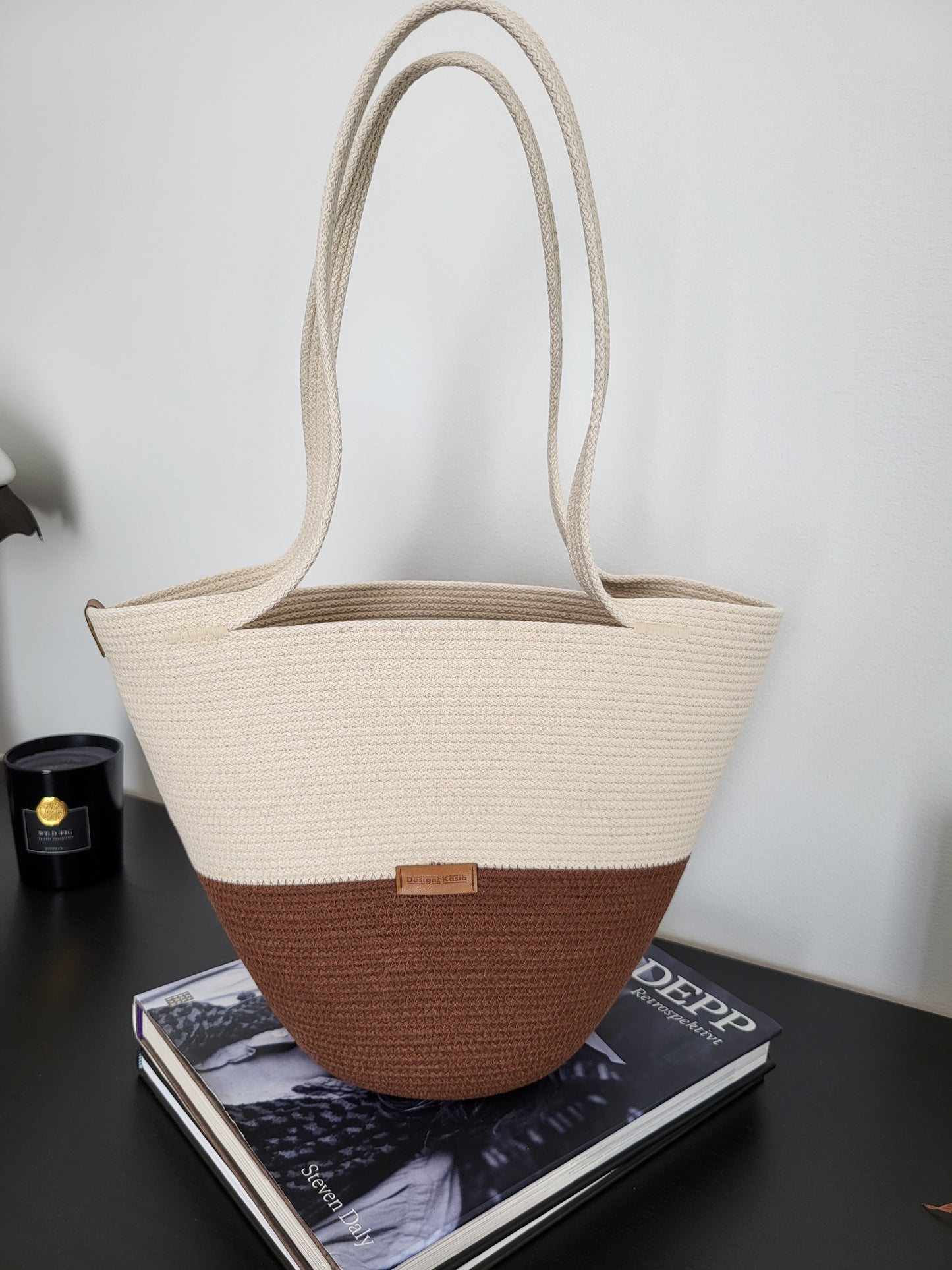 City Bag mini. Choklad och rå bomull.