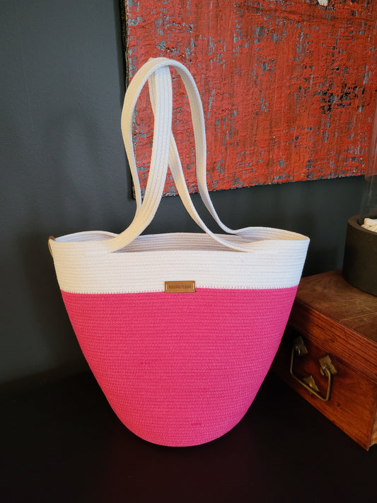 City Bag. Biskopsrosa och vit.