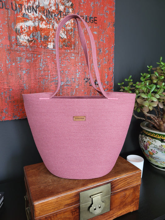 City Bag, oval botten. Mörkrosa