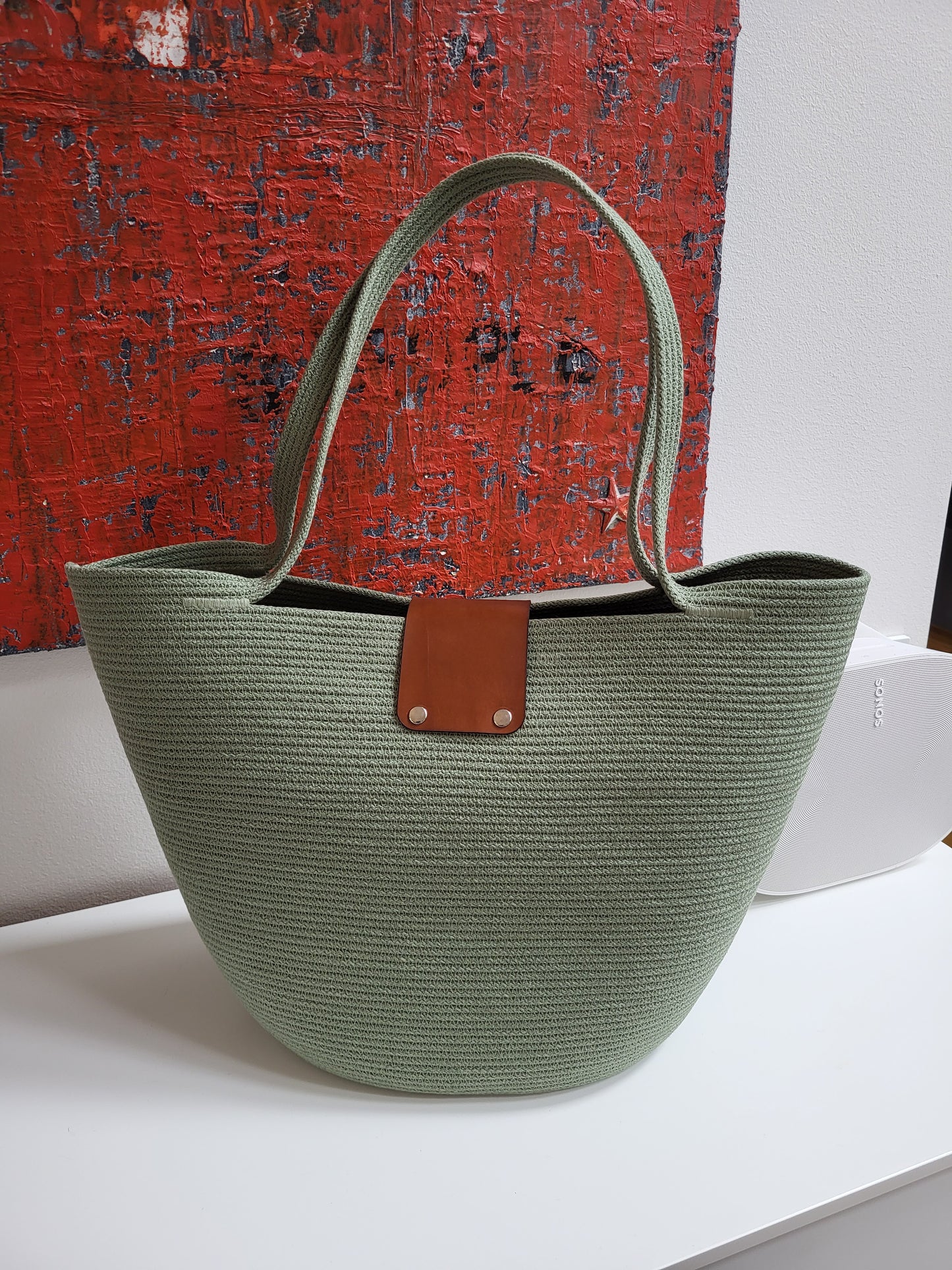 City Bag med spänne av läder - Salvia.