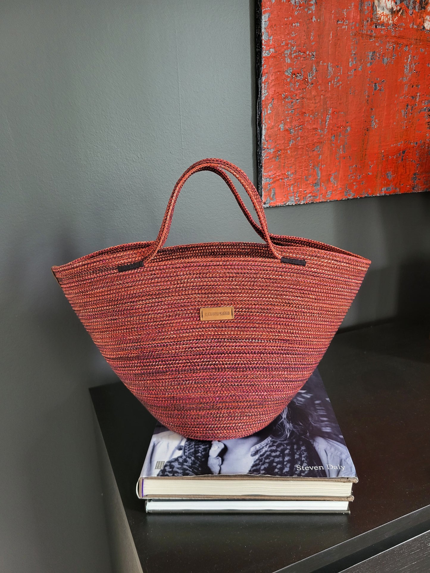 Handbag, rund botten, färgblandning.