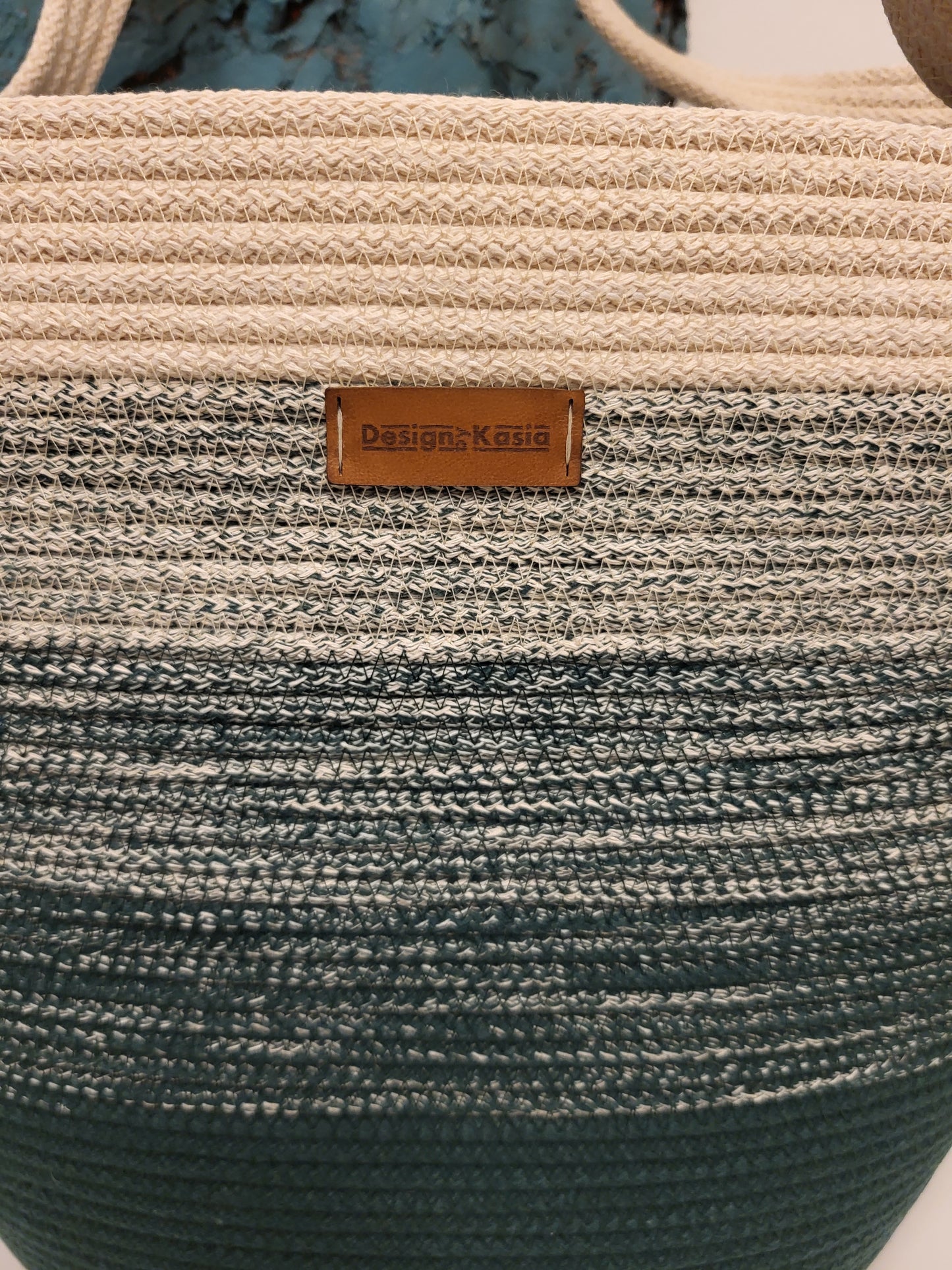 City Bag ombre. Buteljgrön & rå bomull.