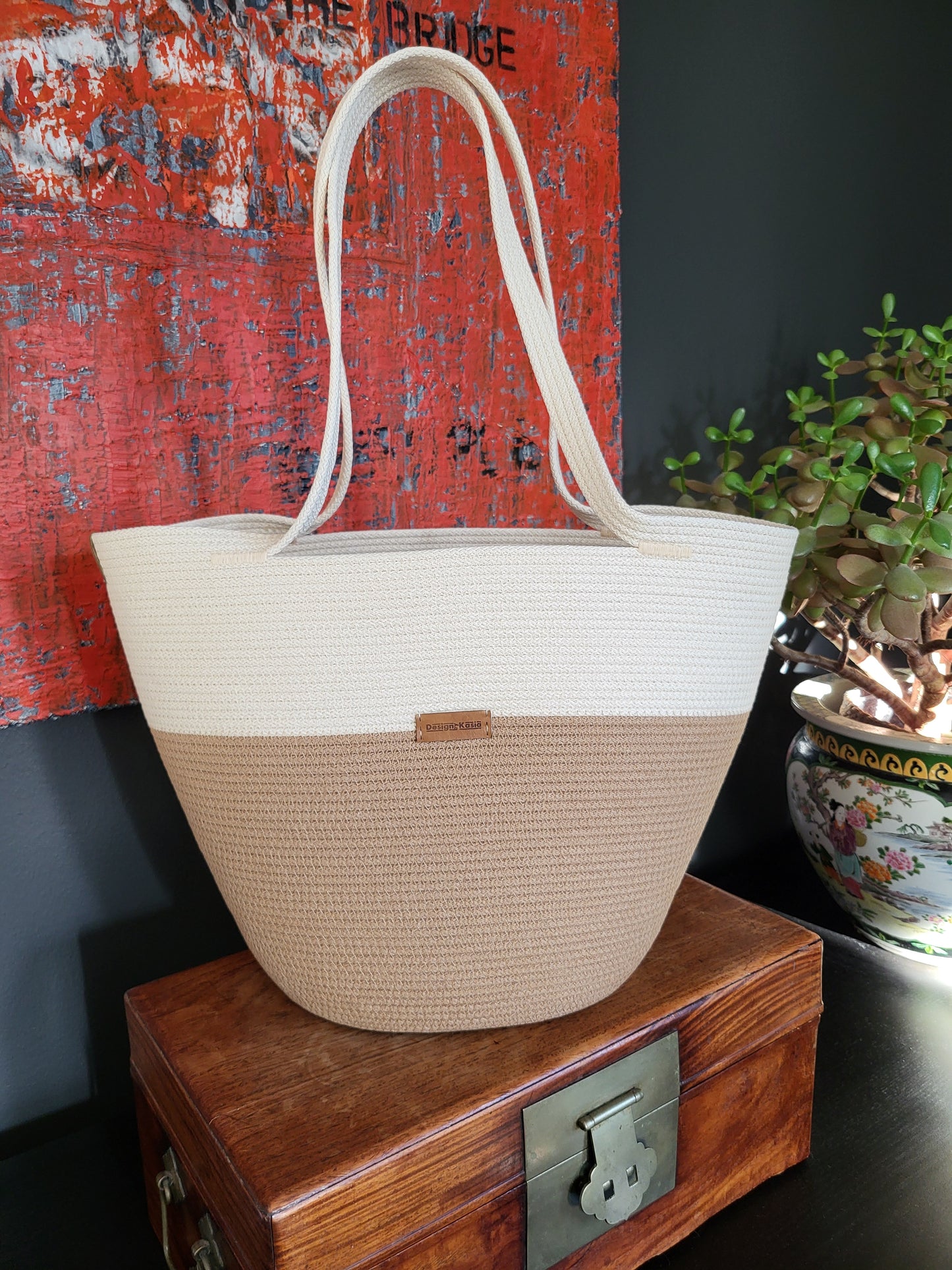 City Bag. Karamell och rå bomull.