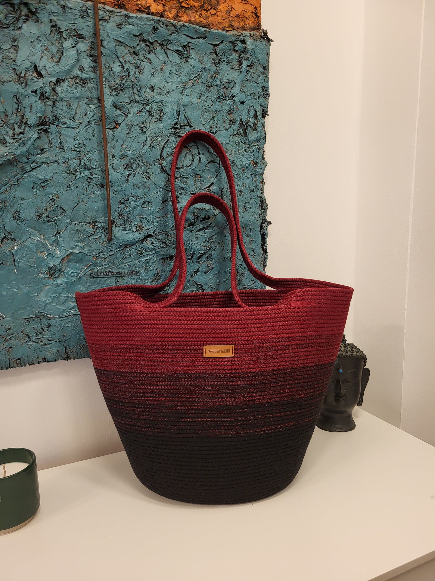 City Bag ombre. Svart och vinröd.